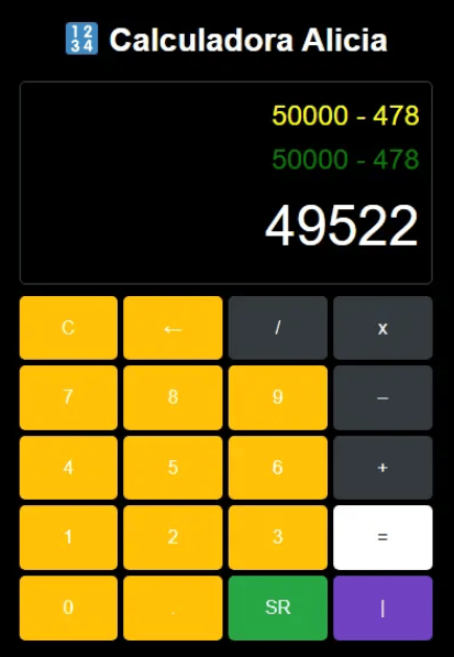 Calculadora de restas Alicia